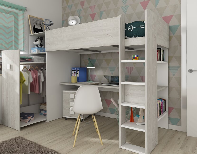 Jules Hoogslaper met kast - Grijs eiken