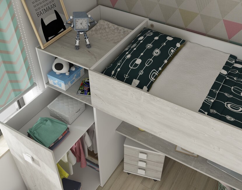 Jules Hoogslaper Basic - Wit & Grijs eiken