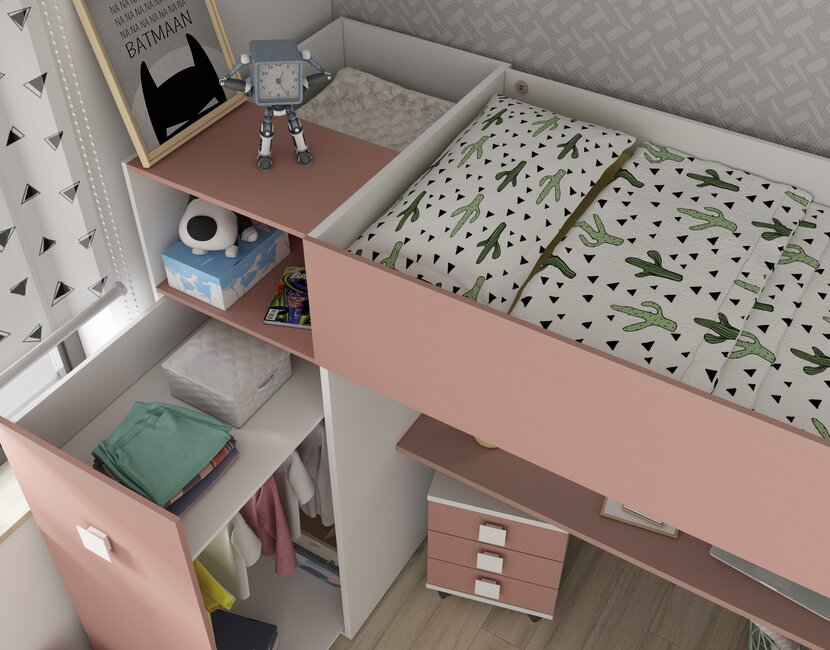 Jules Hoogslaper met kast - Roze