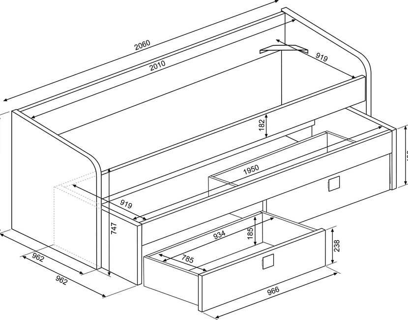Kajuitbed Jules oud Roze - 90x200