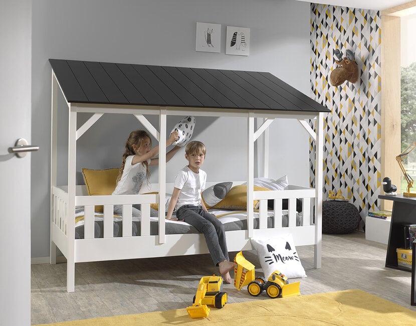 Housebed Terra - 90x200 - Zwart Dak