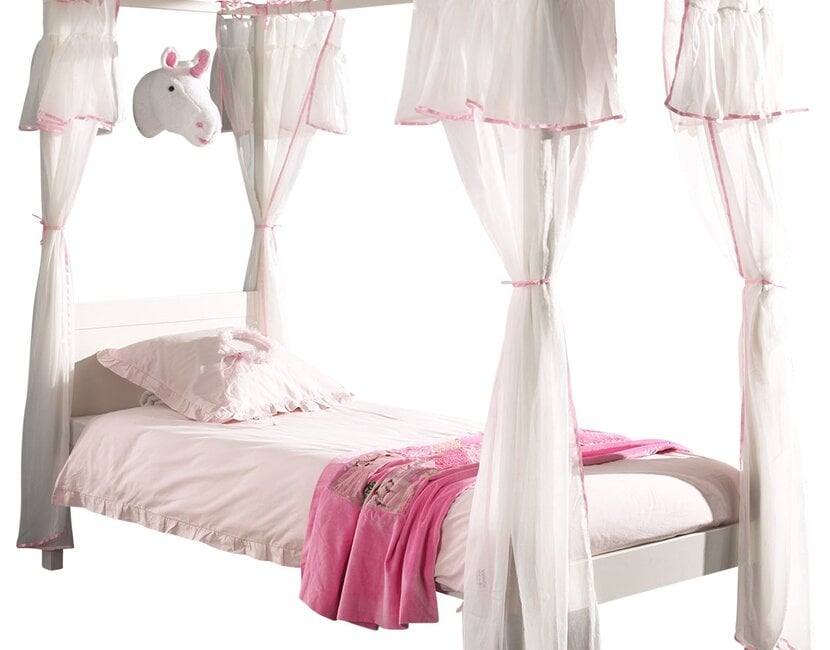 Hemelbed Charlotte - Wit - 90x200 - incl. gordijnenset Amori