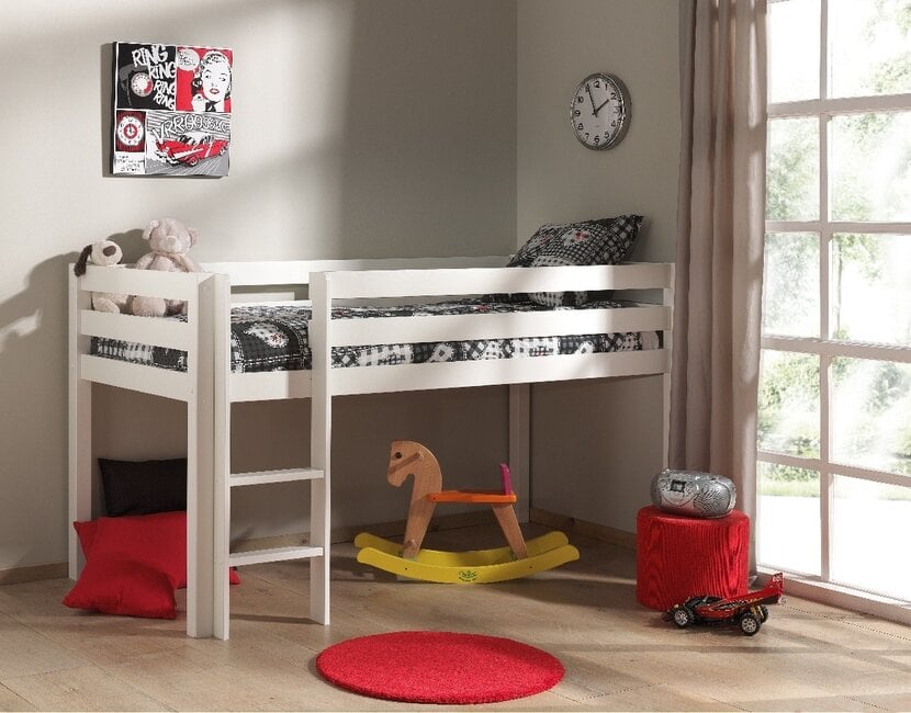Halfhoogslaper Charlotte -  Wit - met glijbaan - 90x200