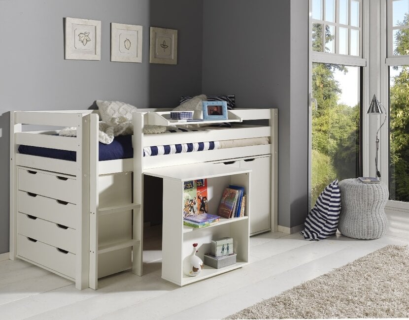 Halfhoogslaper Charlotte met extra kasten - Wit