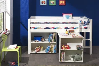 Halfhoogslaper Charlotte met extra kasten - Wit