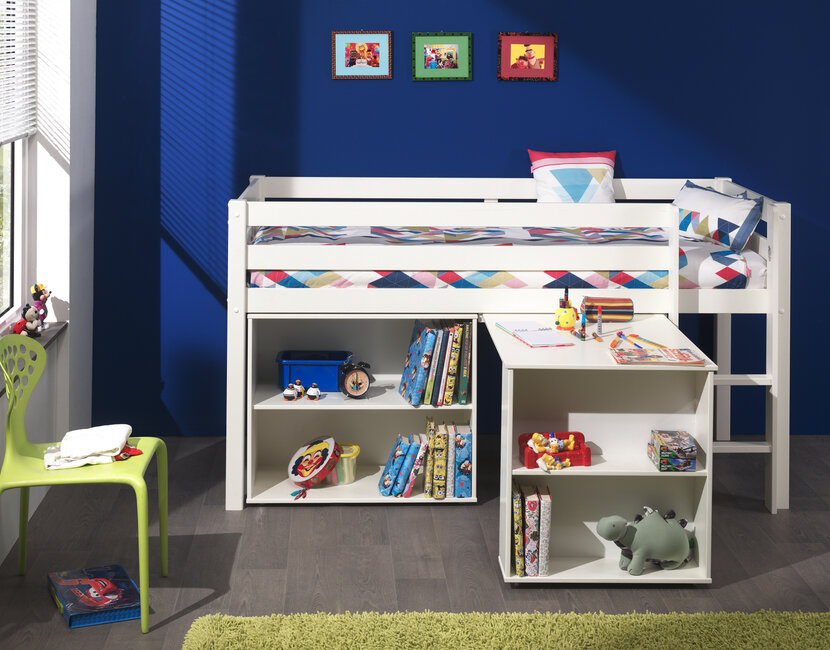 Halfhoogslaper Charlotte met extra kasten - Wit