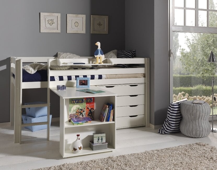 Halfhoogslaper Charlotte met extra kasten - Wit