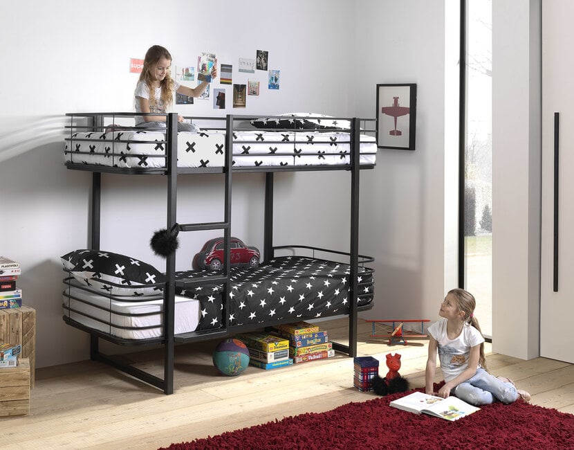 Stapelbed Oscar - Zwart - 90x200