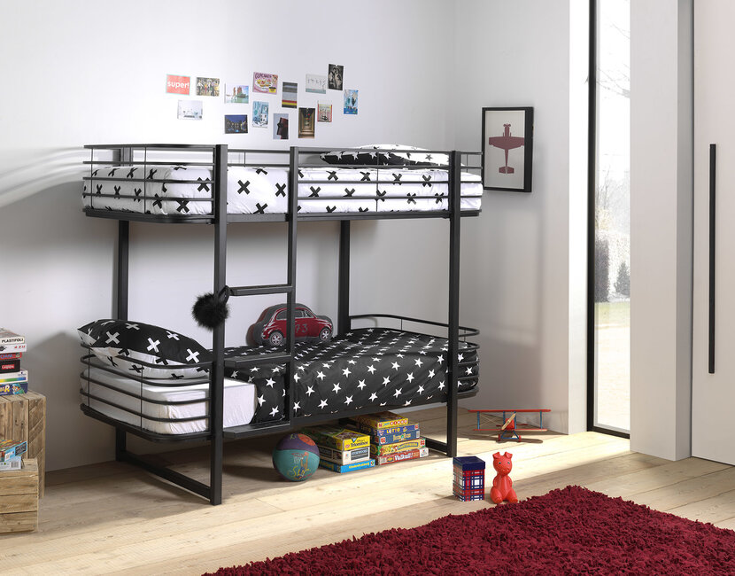 Stapelbed Oscar - Zwart - 90x200