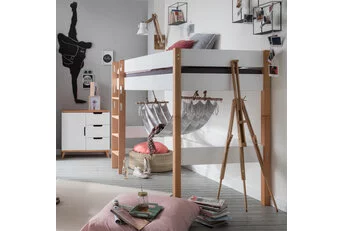 Midi hoogslaper Color - Wit/beuken