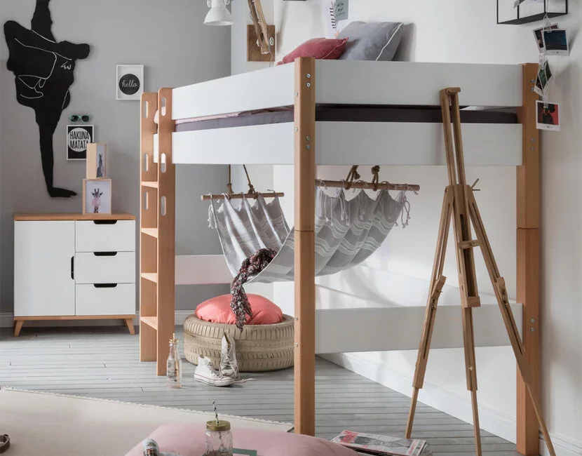 Midi hoogslaper Color - Wit/beuken