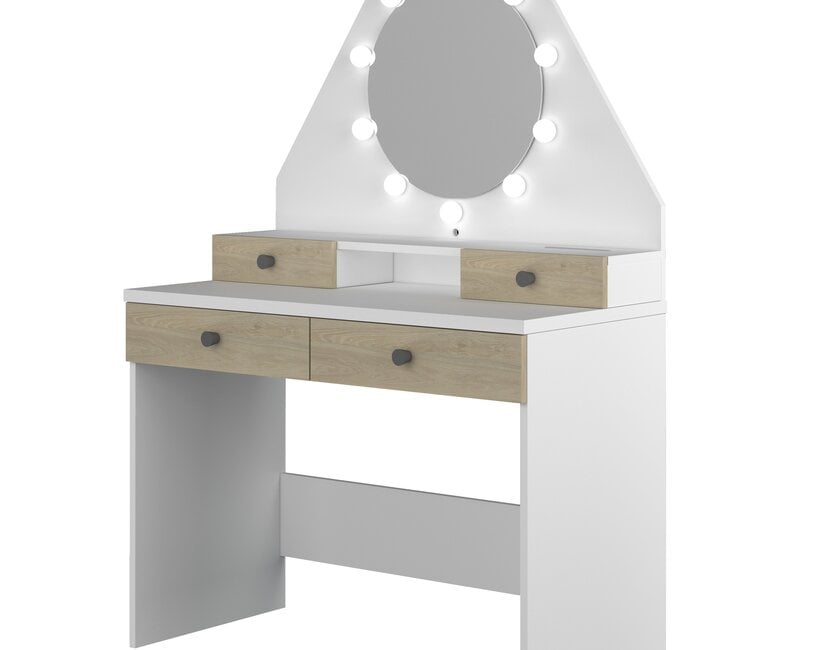 Kaptafel Vanity Star - Make-up tafel - Eiken/wit