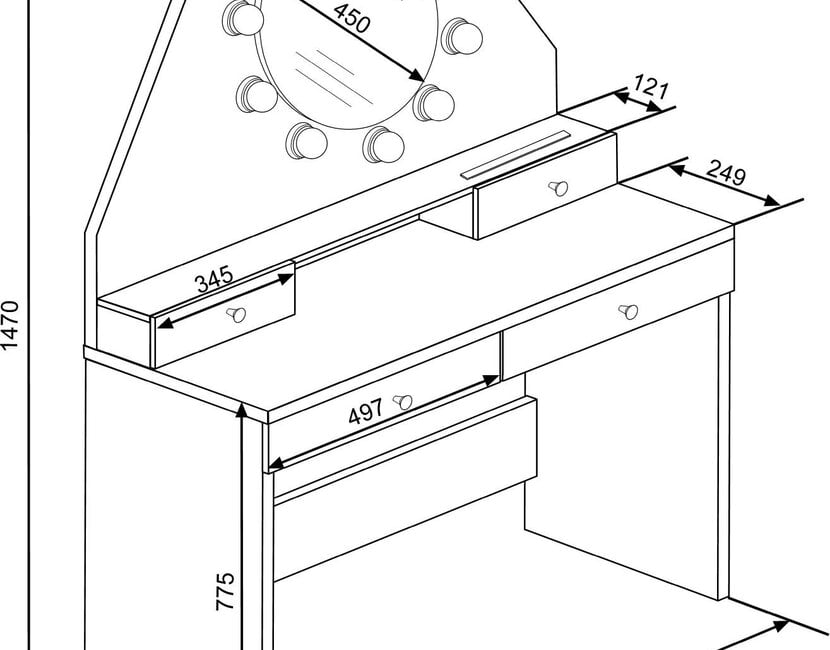 Kaptafel Vanity Star - Make-up tafel - Wit