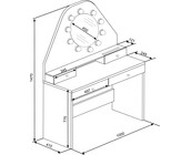 Kaptafel Vanity Star - Make-up tafel - Roze/wit