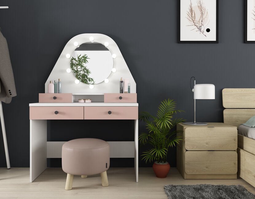 Kaptafel Vanity Star - Make-up tafel - Roze/wit