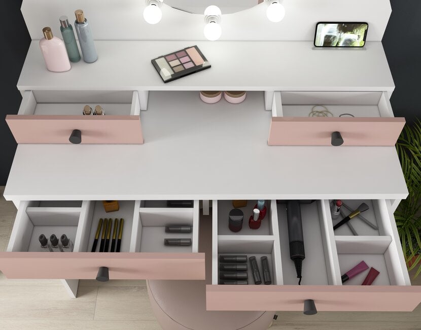 Kaptafel Vanity Star - Make-up tafel - Roze/wit