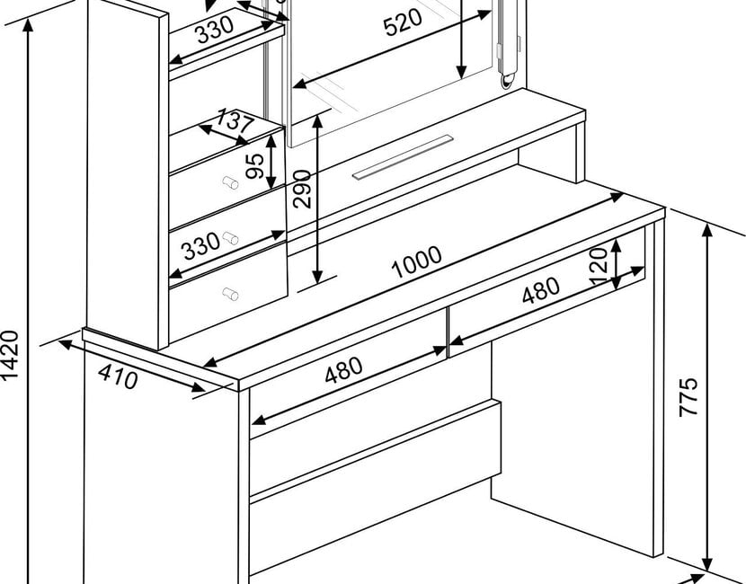 Kaptafel Vanity Wish - Make-up tafel - Wit