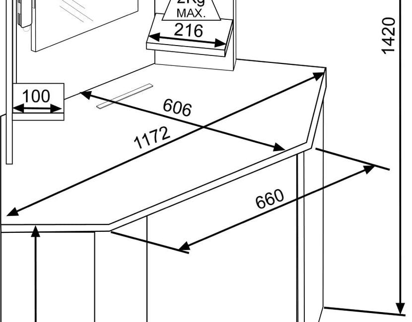 Kaptafel Vanity Chic - Make-up tafel - Eiken/wit