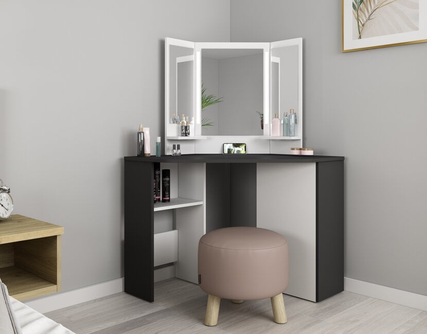 Kaptafel Vanity Chic - Make-up tafel - Grijs-Wit