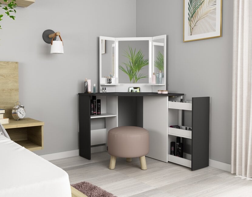 Kaptafel Vanity Chic - Make-up tafel - Grijs-Wit