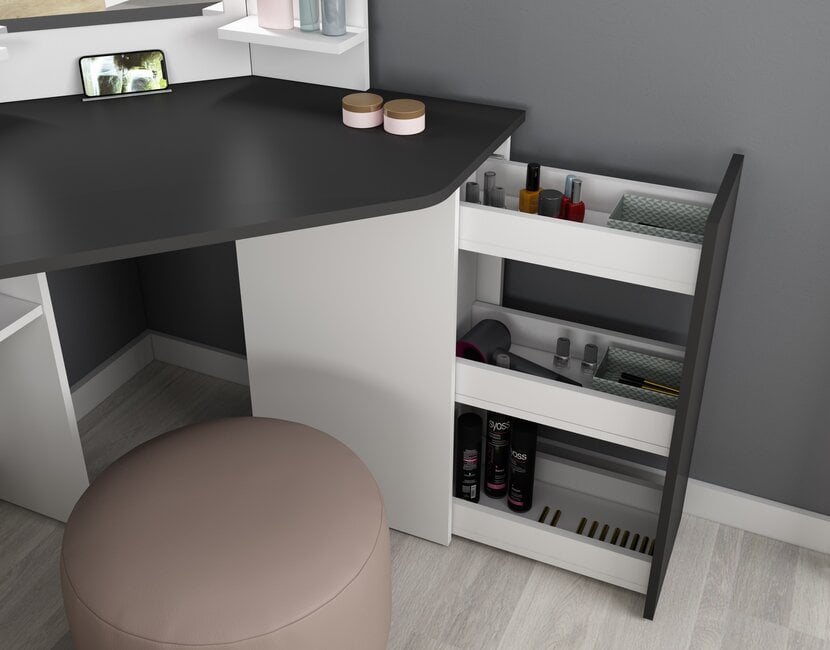 Kaptafel Vanity Chic - Make-up tafel - Grijs-Wit