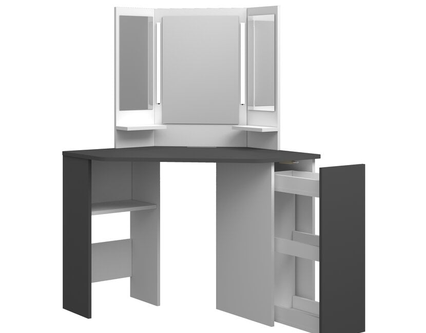 Kaptafel Vanity Chic - Make-up tafel - Grijs-Wit