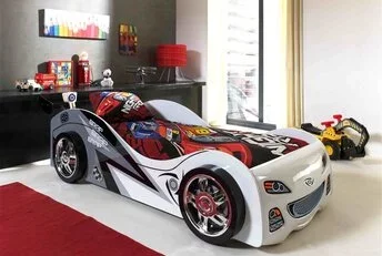 Autobed Wit Brap Brap Raceauto - 90 x 200 cm