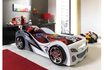 Autobed Wit Brap Brap Raceauto - 90 x 200 cm