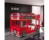 Stapelbed Rood London Bus incl. LED lampen-90x200