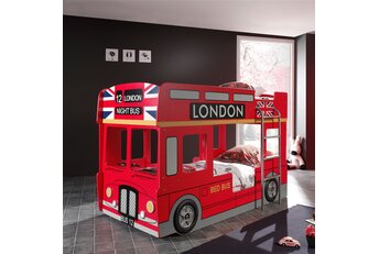 Stapelbed Rood London Bus incl. LED lampen -90x200