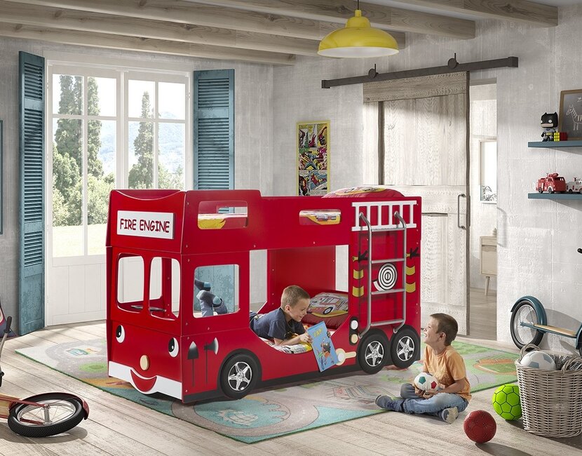 Stapelbed Rood Brandweerauto 90x200