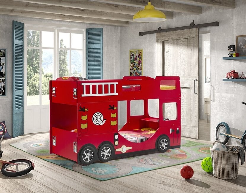 Stapelbed Rood Brandweerauto 90x200