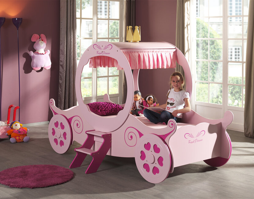 Autobed Koets Roze Princess Kate   - 90 x 200