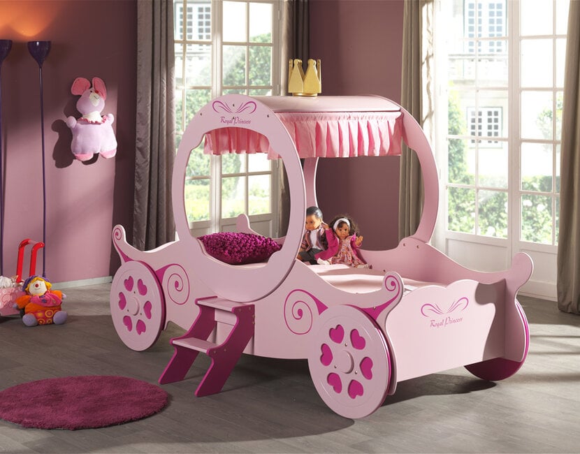 Autobed Koets Roze Princess Kate   - 90 x 200