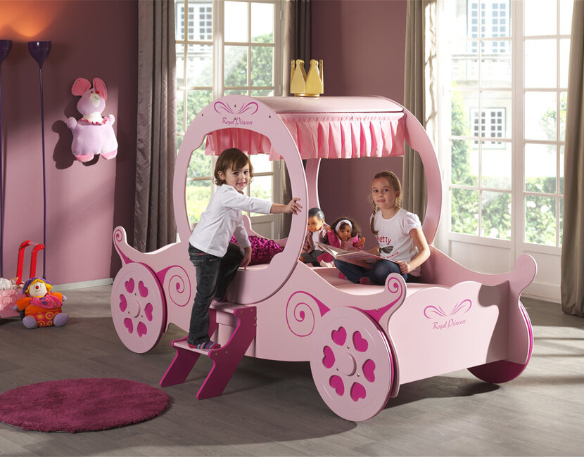 Autobed Koets Roze Princess Kate   - 90 x 200