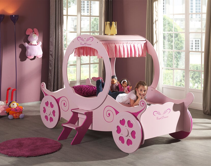Autobed Koets Roze Princess Kate   - 90 x 200