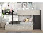 Stapelbed Jules antraciet met kast en 2 lades
