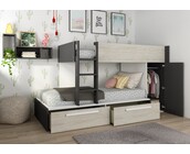 Stapelbed Jules antraciet met kast en 2 lades