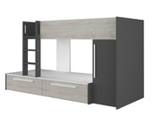 Stapelbed Jules antraciet met kast en 2 lades