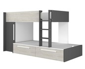 Stapelbed Jules antraciet met kast en 2 lades