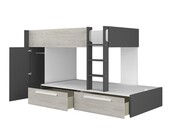 Stapelbed Jules antraciet met kast en 2 lades