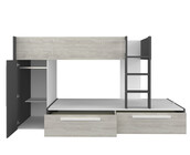 Stapelbed Jules antraciet met kast en 2 lades