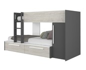 Stapelbed Jules antraciet met kast en 2 lades