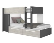 Stapelbed Jules antraciet met kast en 2 lades