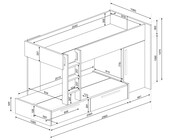 Stapelbed Jules Roze met kast en 2 lades