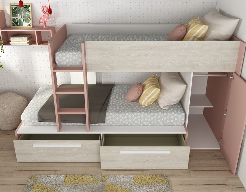 Stapelbed Jules Roze met kast en 2 lades