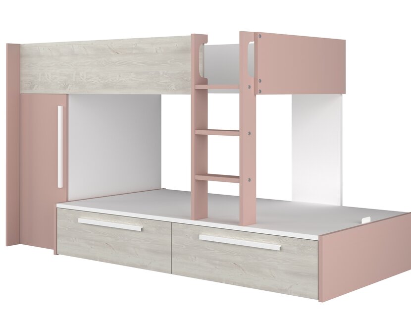 Stapelbed Jules Roze met kast en 2 lades
