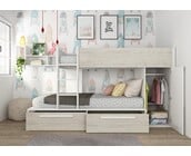 Stapelbed Jules Grijs eiken met kast en 2 lades