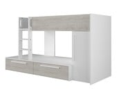 Stapelbed Jules Grijs eiken met kast en 2 lades