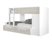 Stapelbed Jules Grijs eiken met kast en 2 lades